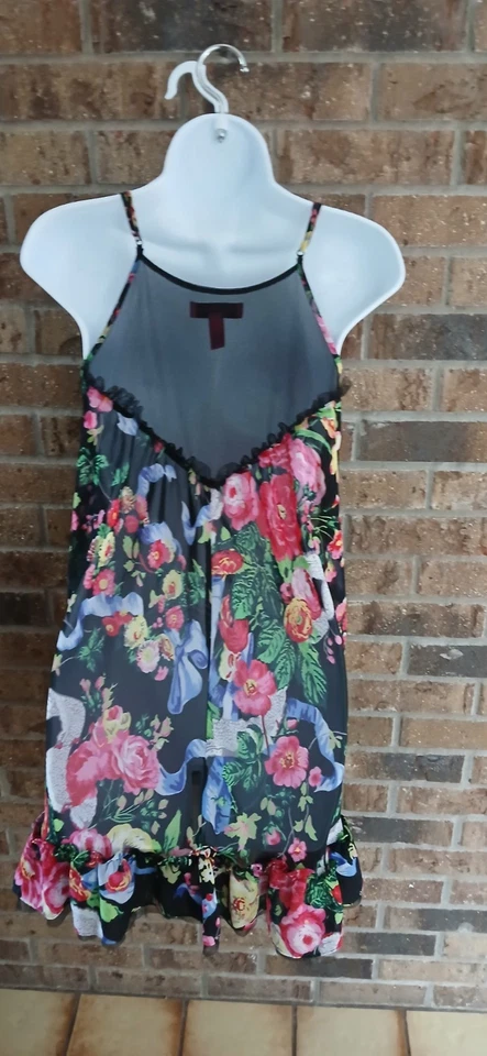 Betsey Johnson Sz M Embellished Roses And Frills Snake Floral Nightie Mesh - Изображение 2 из 4
