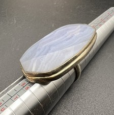 .925 Sterling Silver Blue Lace Agate Ring Size 7