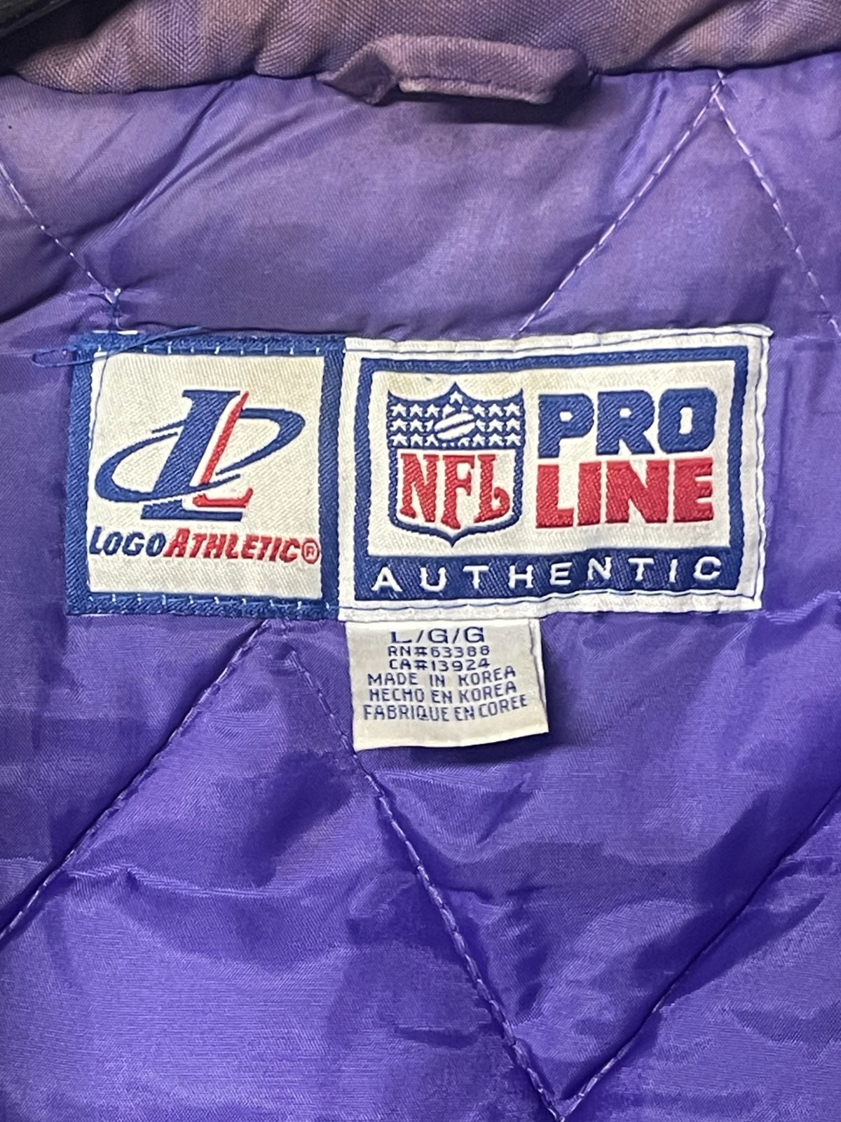Vintage Minnesota Vikings Jacket Mens Large Puffer Pro Line Logo Athletic