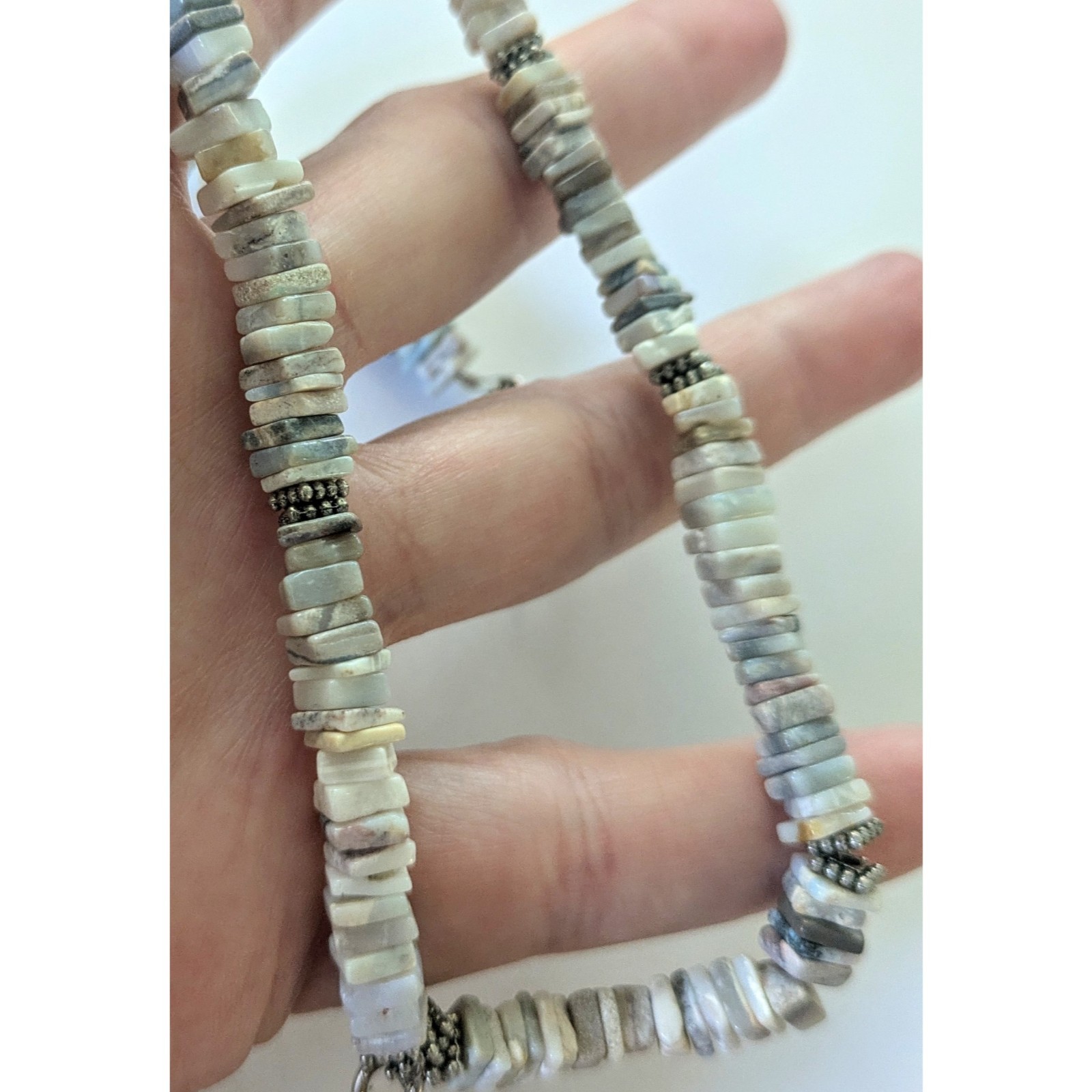 Sterling Silver Square Australian Opal Heishi Bea… - image 9