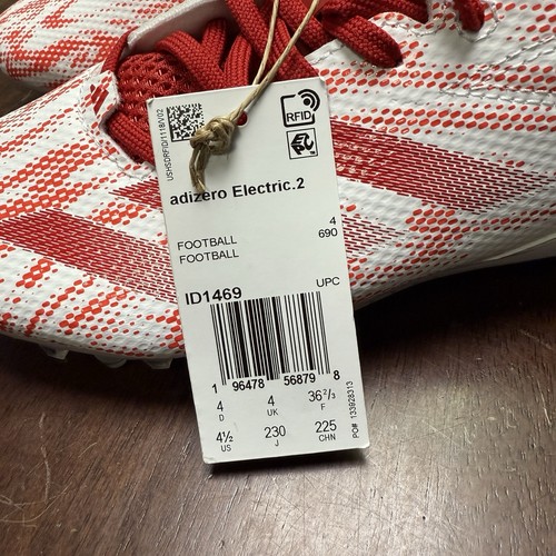 Adidas Adizero Electric .2 Kids Football Cleats Sz 4.5 Y ID1469 Power Red/ White - Picture 5 of 8