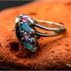 Vintage 925 Fire Opal and Pink Garnet Ring - NV (Nevada Silver Mine) - Size 6