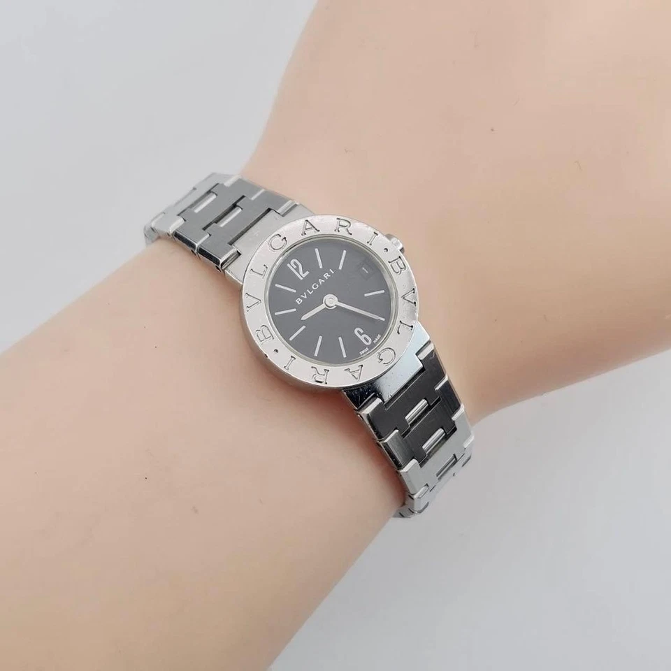 Good condition BVLGARI BB23SS Black dial Silver Late model with logo ,16591 - Image 2 of 4