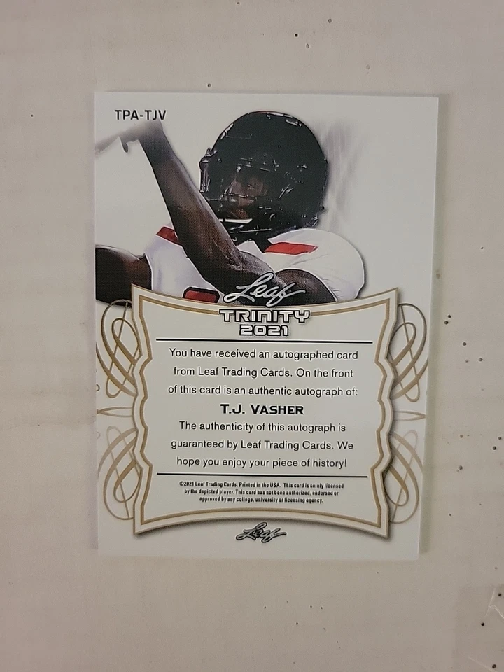 2021 T J VASHER Leaf Trinity Autograph #14/15 Rare!! - Image 3 of 3