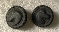 Original Vintage Pair Horse Head Bridle Rosettes