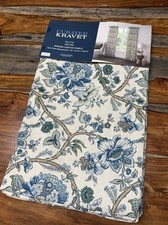 NWT Curated Kravet 2 pc Window Curtains Jacobean Floral Blue Cotton 50" x 96"