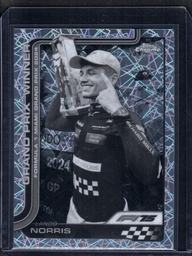 2025 Topps Chrome Formula 1 - Miami GP Winner - Lando Norris #98 B&W Lazer