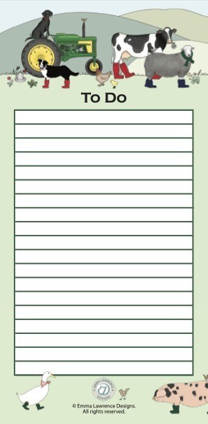 To Do List Pad,  Field & Farm To Do List, 21cm, Emma Lawrence Designs
