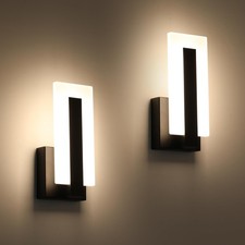 Modern Wall Sconces Set of Two, Led Wall Light 7w, Warm White Beside Light Ha...
