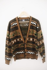 Vintage 90s Atlantic Traders Geometric Cardigan / Southwestern Grandpa Sweater