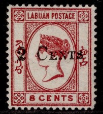 NORTH BORNEO - Labuan QV SG23, 2c on 8c carmine, M MINT. Cat &pound;225.