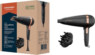 Grundig Haartrockner 2100W Ionenfunktion Keramik Macadamia Kokosöl Schwarz Rosa