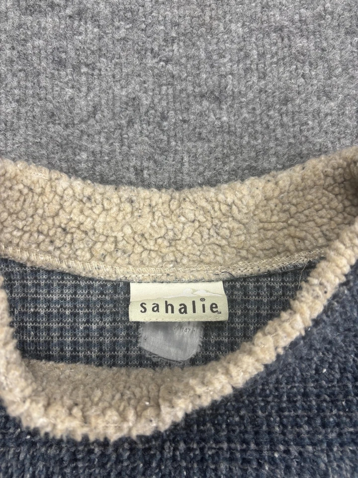 Sahalie 毛衣女式大号灰色夏尔巴内衬模拟领套衫华夫格针织 — 第 2/4 张图片