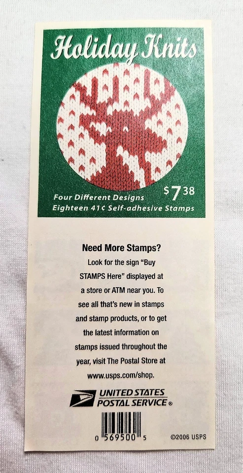 2007 41 cent Holiday Knits complete booklet of 18 Scott #4218b, MNH - Image 2 of 2