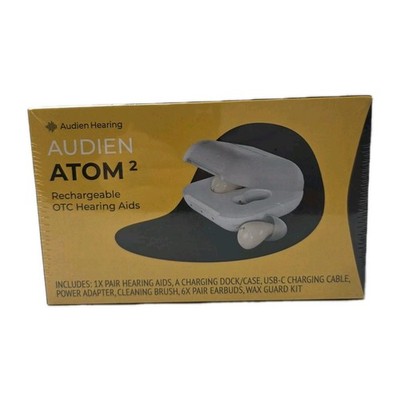 Audien ATOM 2 Wireless Rechargeable OTC Hearing Aid, Premium Comfort Design NEW