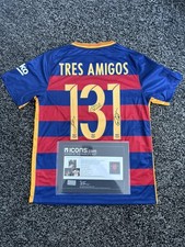 Messi Suarez Neymar Signed Barcelona Shirt Icons Certificate COA