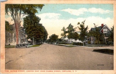 Port Watson Street Cortland NY c1910 Lithograph Postcard Valentine-Souvenir