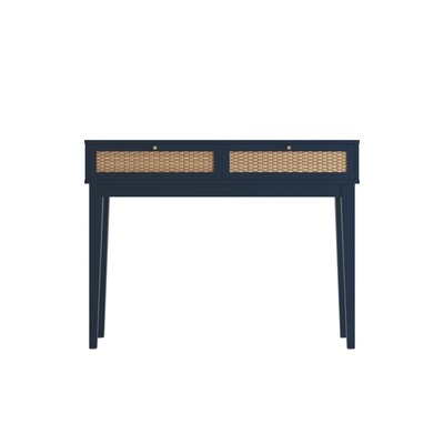 Bordeaux Blue Dressing Table - Rattan Front Panels, Gold Handles & 2  Drawers | eBay UK