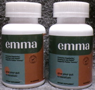Lot of 2 Emma Promotes Regularity + Gas & Bloating  60 Ct. Feb26