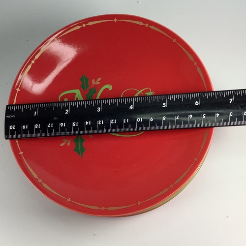 4 New Florida Marketplace Christmas Dessert Plates 6.5" Gold Joy Love Peace Noel - Picture 6 of 21