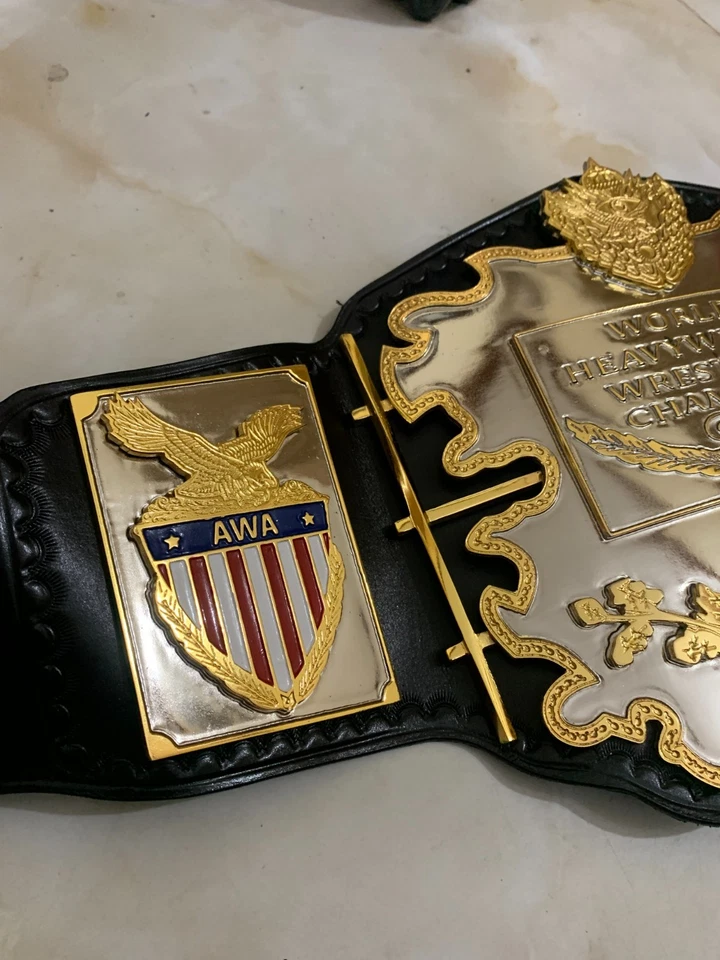 Cinturón de campeonato de peso pesado Awa Lawler, 4 mm zinc, doble chapado, correa de cuero Foto 4 de 4