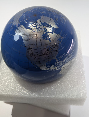 MOVA Blue Silver Earth Globe 4.5in Solar Powered Self Rotating