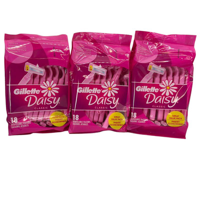 Gillette Daisy Classic Disposable Razors - 2 Blades - 18 Count (Pack of 3)