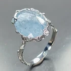 Vintage ring 9 ct Natural Aquamarine Ring 925 Sterling Silver Size 8 /R488293