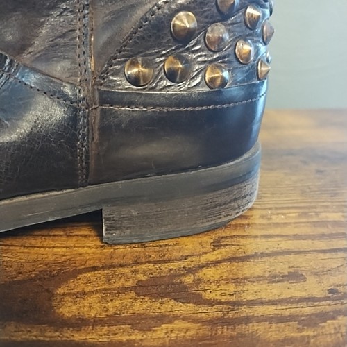 Boemos Motorradstiefel Damen 38 braun Leder Nieten Schnalle Made in Italy - Bild 15 von 15