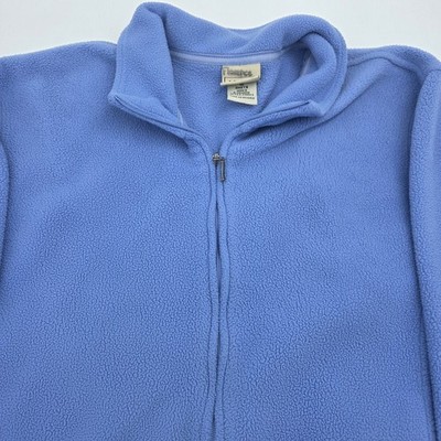 LL Bean Womens 1X Reg Blue Full Zip Mock Neck Sweatshirt Jacket OHKTS Fleece