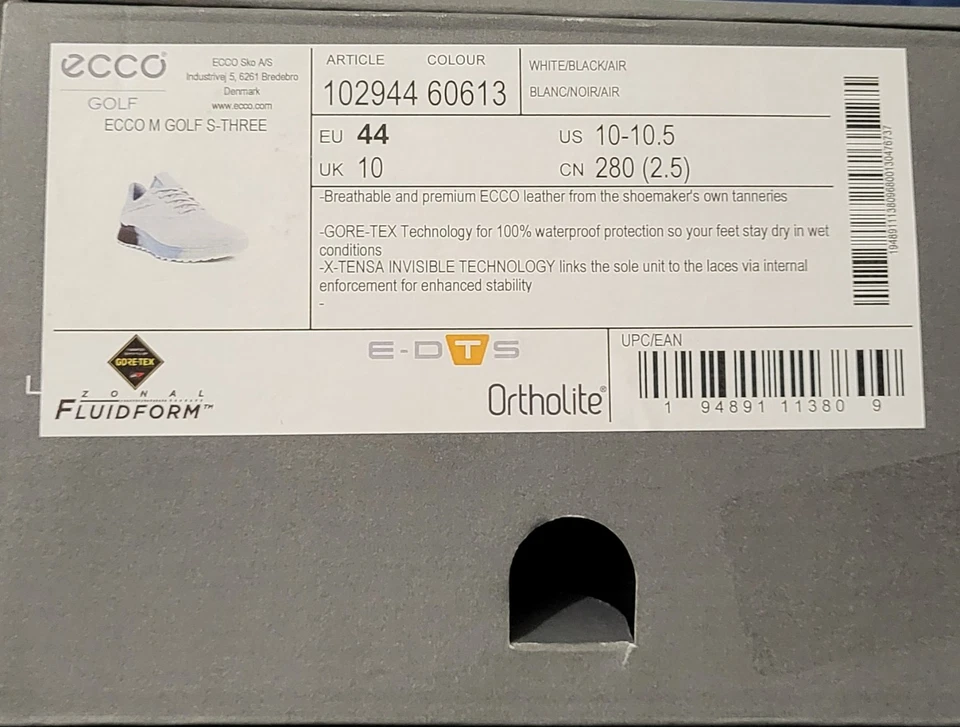 ecco, Men(44,10/10.5), Golf S-Three Gore-Tex, White/Black/Air - Image 2 of 4