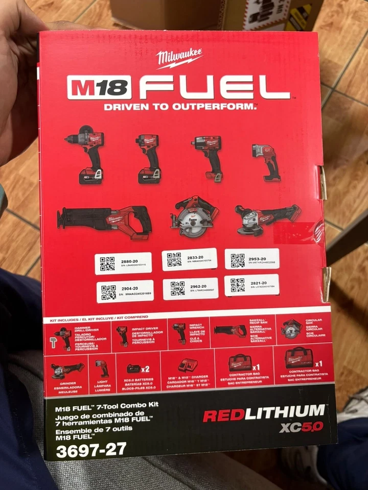 Milwaukee 3697-27 M18 Fuel 18V 7 Tool Cordless Lithium-Ion Combo Kit NEW SEALED - Image 3 of 4
