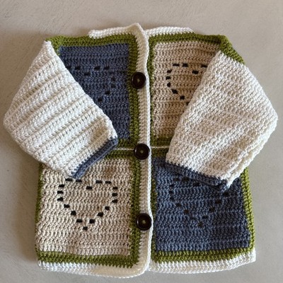 Handmade Child Cardigan Crocheted Buttons Multicolor