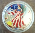2001 Colorized American Eagle 1 Troy Oz. Silver Dollar - Capsulated