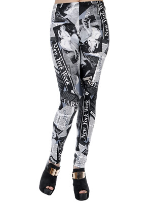 Marilyn Monroe Newspaper Inspired Stretchy Printed Leggings