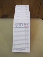 (10) Guest Check 2 Part Double Carbon Restaurant Server Order 50 Page Books