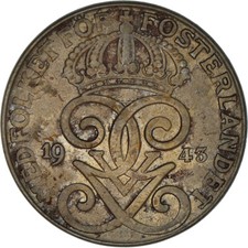 #952085 M&uuml;nze, Schweden, Gustaf V, 2 &Ouml;re, 1943, SS, Iron, KM:811