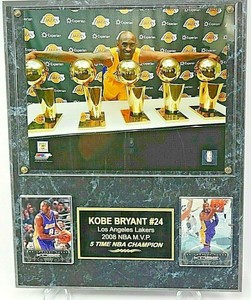 KOBE-BRYANT-Los-Angeles-Lakers-2-Card-Collector-Plaque-w-8x10-Five-Time-Champion