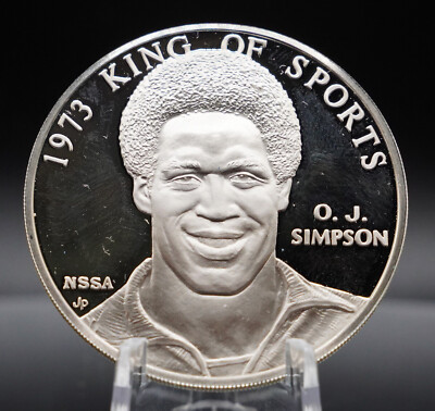 1974 O.J. Simpson Football King of Sports Franklin Mint 925 Silver