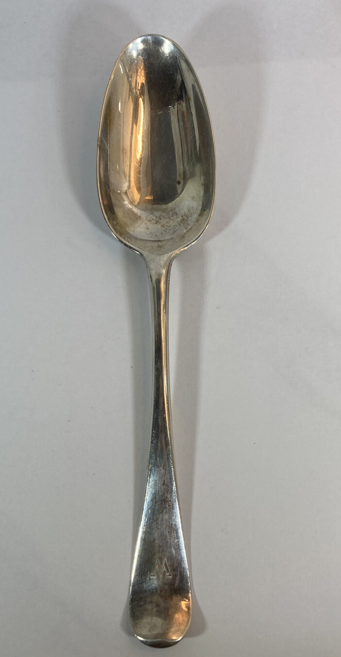 ANTIQUE ENGLISH HANOVERIAN TABLE 8'' SPOON EBENEZER COKER LONDON 1749 Sterling