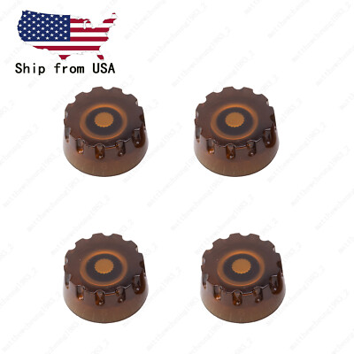 4x Amber Metric LP Style Guitar Control Knobs Speed Dial Knobs for Les Paul SG