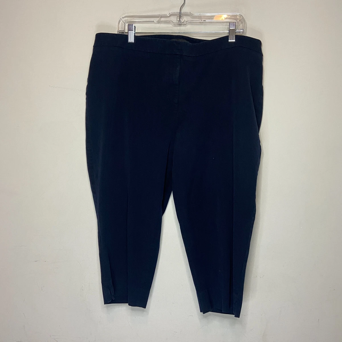 Talbots Women Plus 20WP Capri Pants Navy Blue Zip Fly Flat Front Office  Cropped