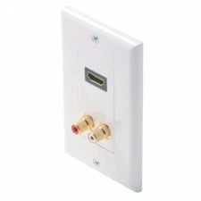 Steren Standard HDMI + 2-RCA Jack (R/W) Wall Plate White