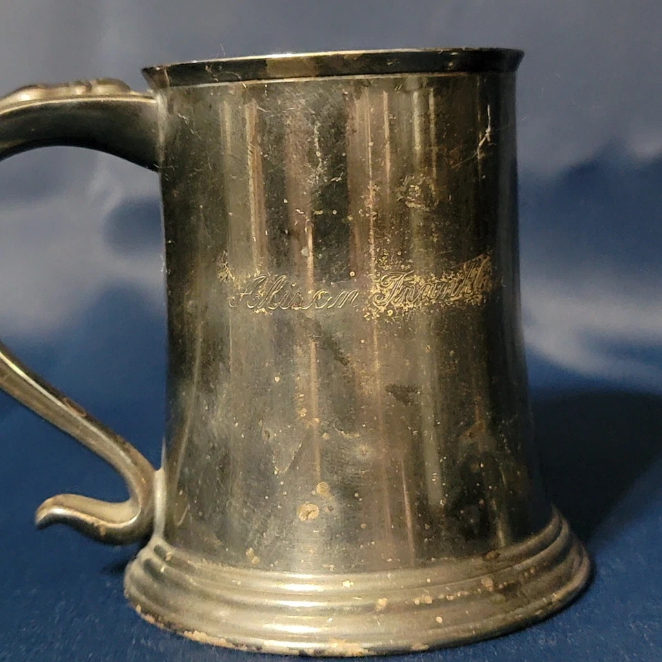 Juego de dos tazas vintage enchapadas en plata Lunt Foto 3 de 4