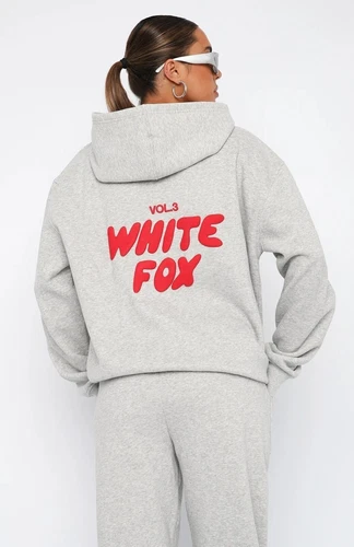 π₯2PCS Ladies white Boutique fox&Tracksuit Set Hoodie Foamy Letters Fleece Sport - Picture 19 of 20