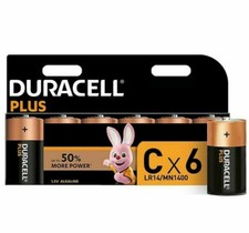 6 x DURACELL C Plus Power Alkaline Batteries LR14 MN1400 Longest Expiry