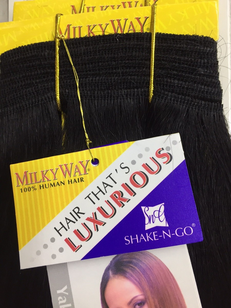 Milky Way Yaky Straight Weave 14” Color 1B Off Black 100% human