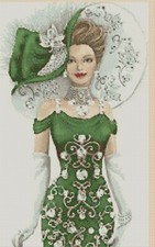 Elegant Lady Green Dress Counted Cross Stitch Chart No. 1-156E