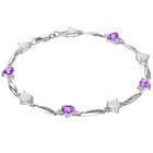 cttw Diamond Sterling Silver Bracelet 5Mm Heart Opal and Amethyst .01