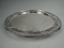 Victorian Salver Antique Regency Classical Tray English Sterling Silver 1880